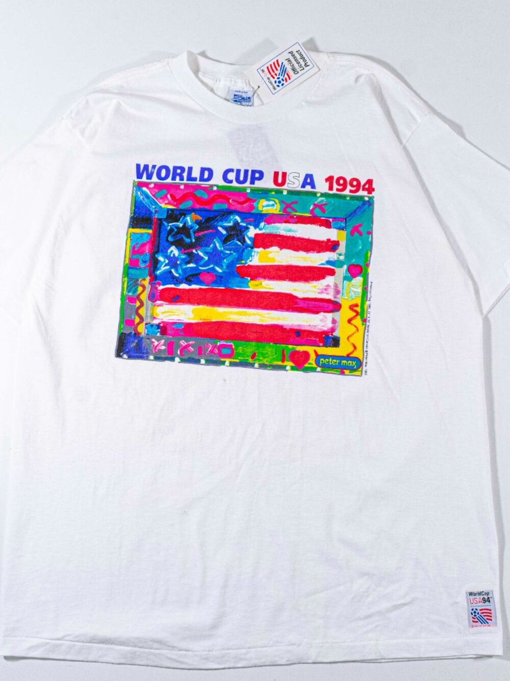 Vintage 1994 World Cup USA Peter Max Art T-Shirt XL Salem Sportswear 90s Soccer
